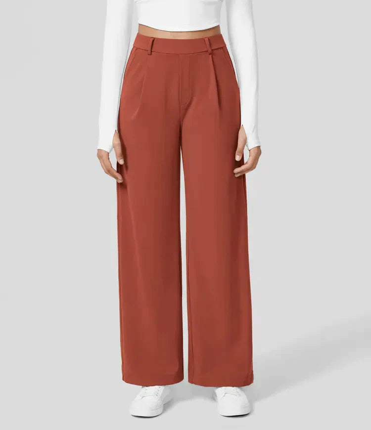 Tiana - Hoge Taille Stretch Broek met Rechte Pijpen voor Vrouwen