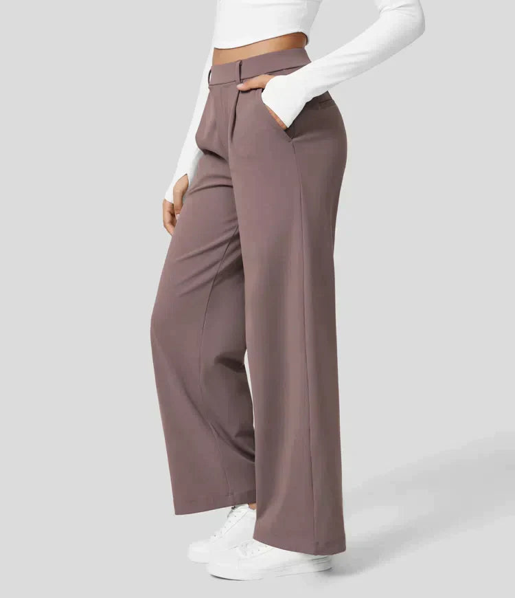 Tiana - Hoge Taille Stretch Broek met Rechte Pijpen voor Vrouwen