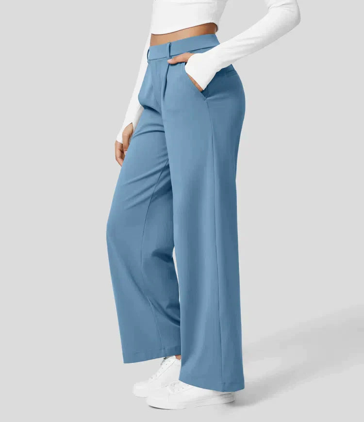 Tiana - Hoge Taille Stretch Broek met Rechte Pijpen voor Vrouwen