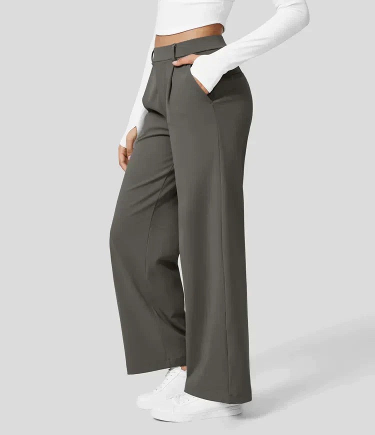 Tiana - Hoge Taille Stretch Broek met Rechte Pijpen voor Vrouwen