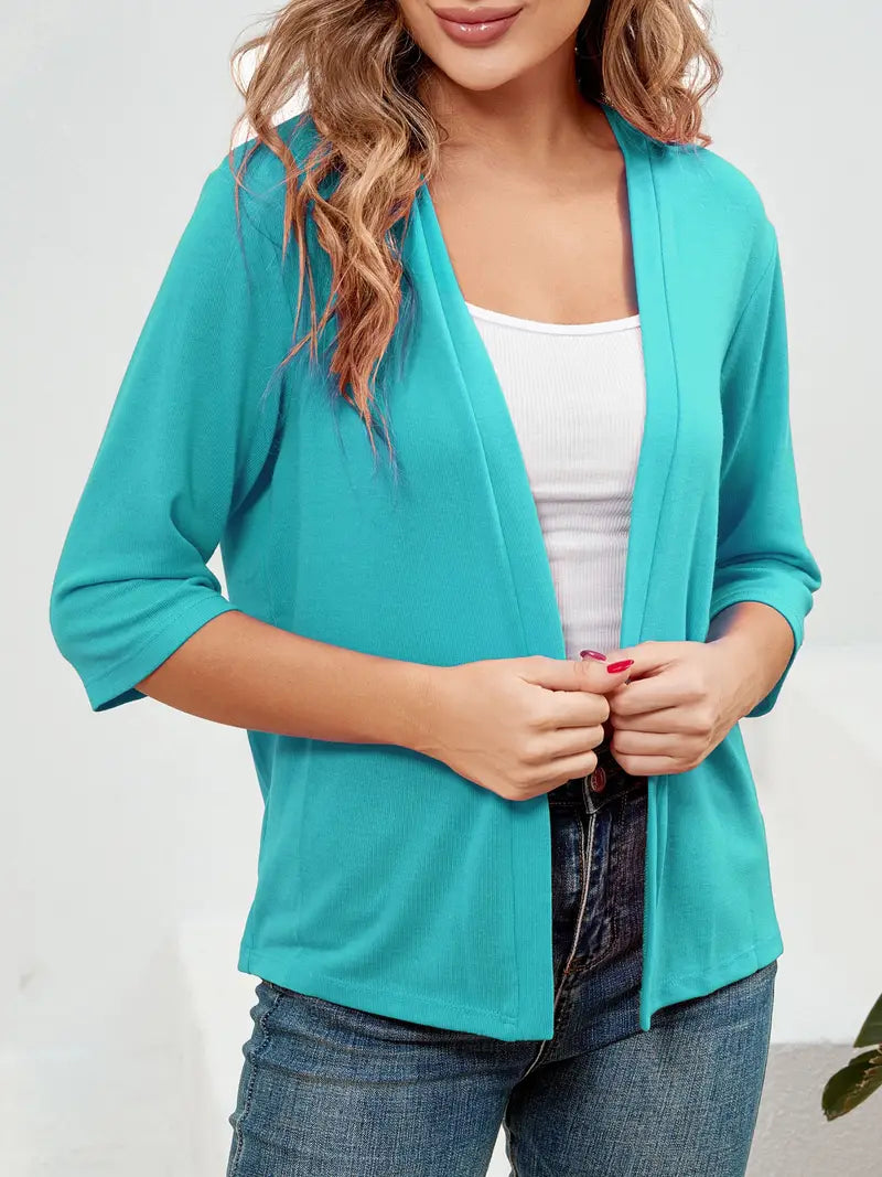 Benthe - Elegant Open Front Effen Gebreid Vest