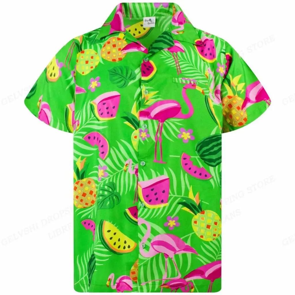 Thor | Hawaiiaans overhemd met 3D-flamingo voor heren