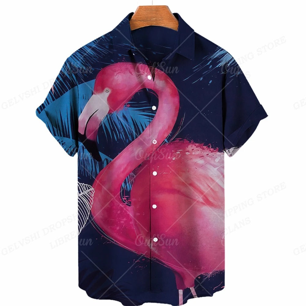 Thor | Hawaiiaans overhemd met 3D-flamingo voor heren