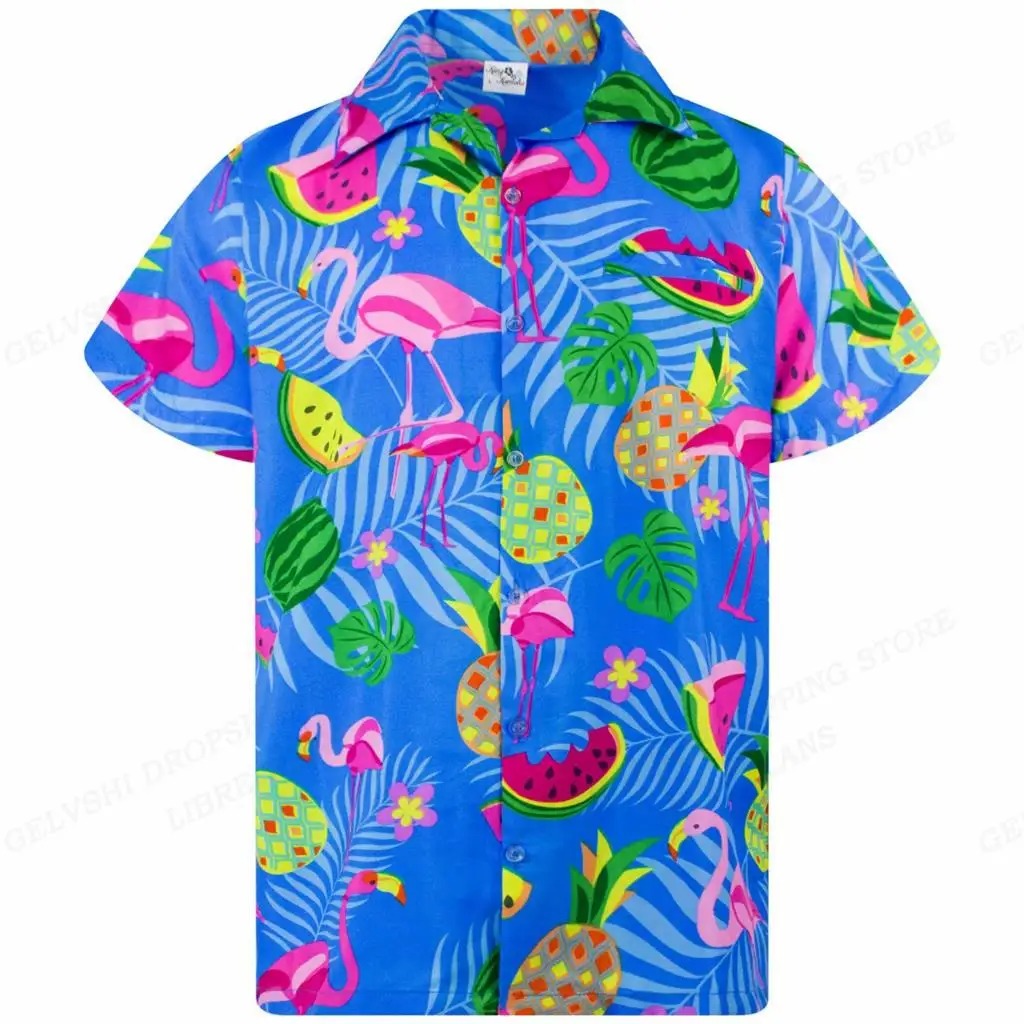 Thor | Hawaiiaans overhemd met 3D-flamingo voor heren