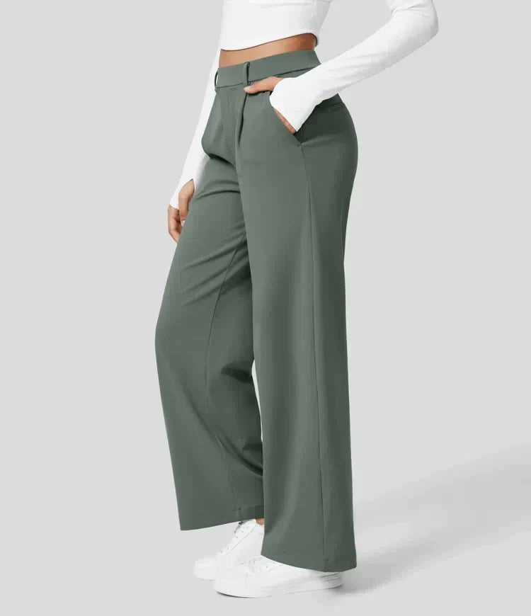 Tiana - Hoge Taille Stretch Broek met Rechte Pijpen voor Vrouwen