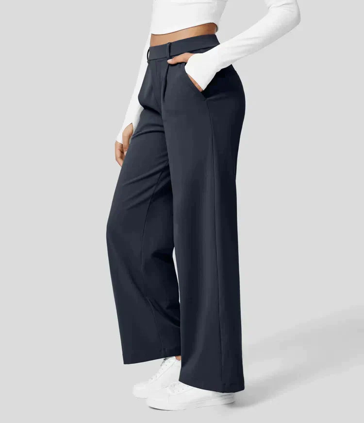 Tiana - Hoge Taille Stretch Broek met Rechte Pijpen voor Vrouwen