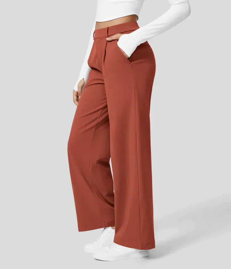 Tiana - Hoge Taille Stretch Broek met Rechte Pijpen voor Vrouwen