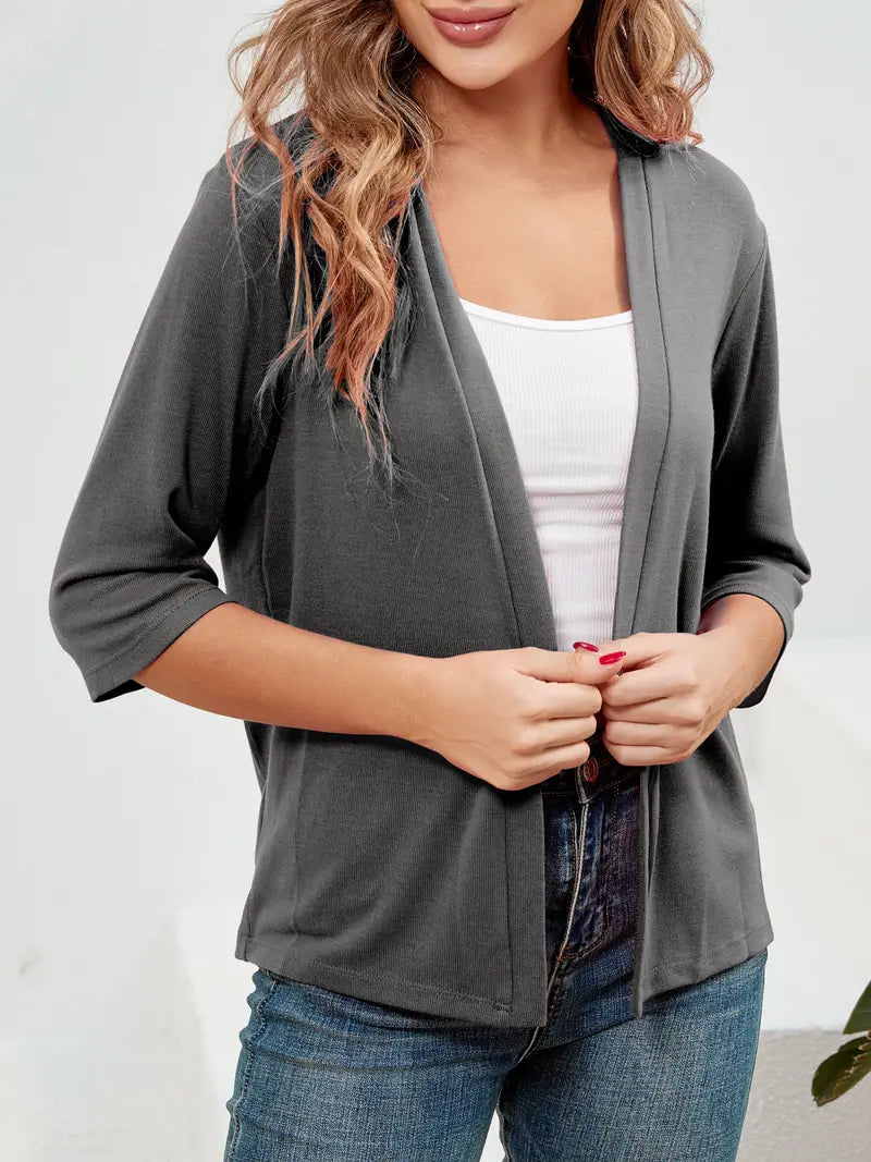 Benthe - Elegant Open Front Effen Gebreid Vest