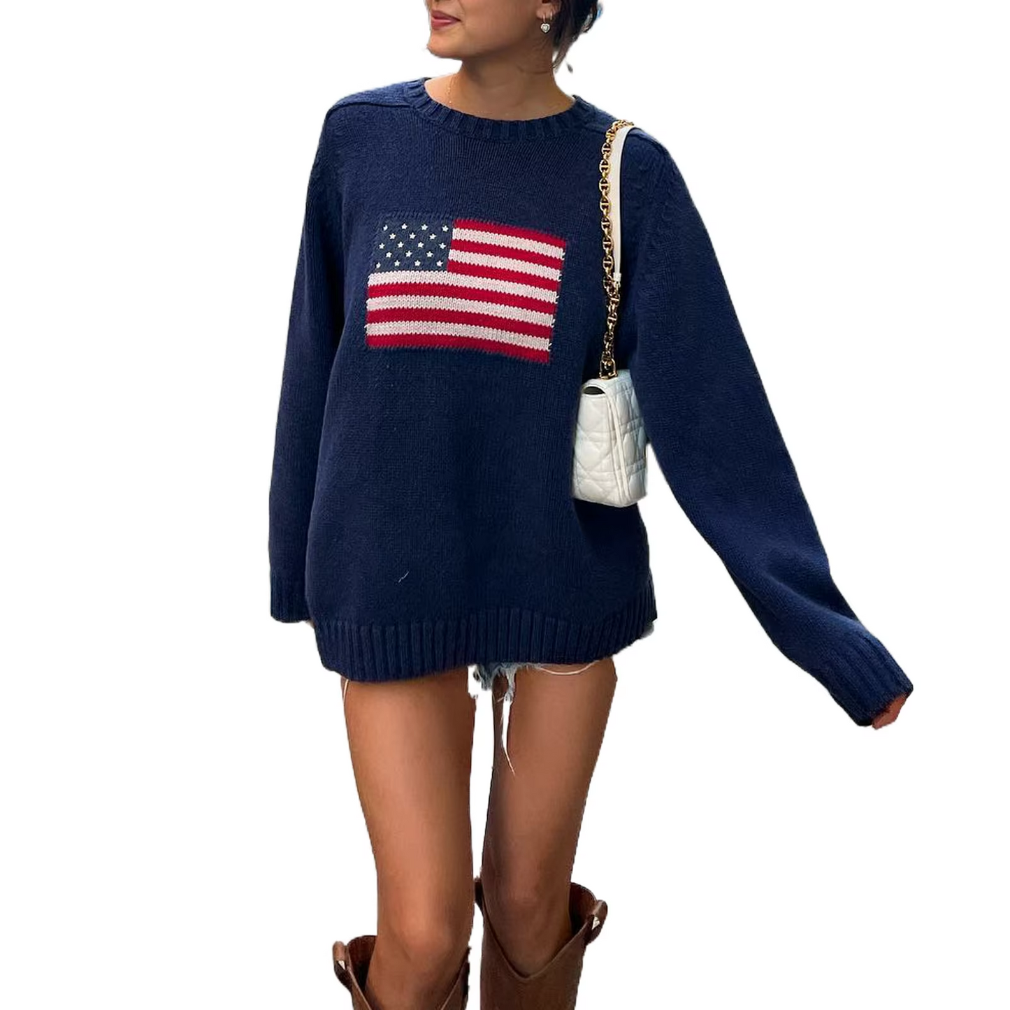 Hope - Streetwear Herfst Gebreide Trui met Amerikaanse Vlag voor Vrouwen