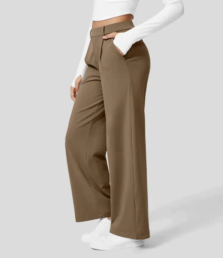 Tiana - Hoge Taille Stretch Broek met Rechte Pijpen voor Vrouwen