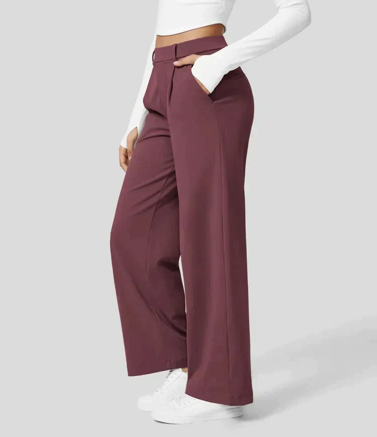 Tiana - Hoge Taille Stretch Broek met Rechte Pijpen voor Vrouwen