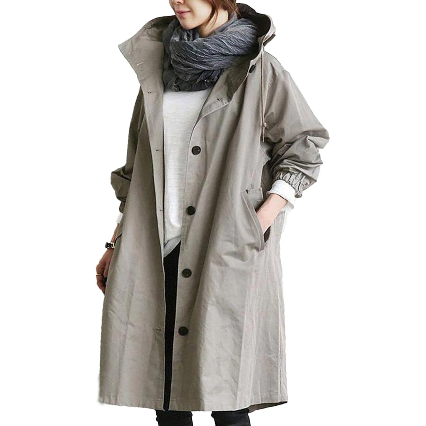 Nicolette - Lange waterdichte regenjas voor dames, perfect voor lente en zomer