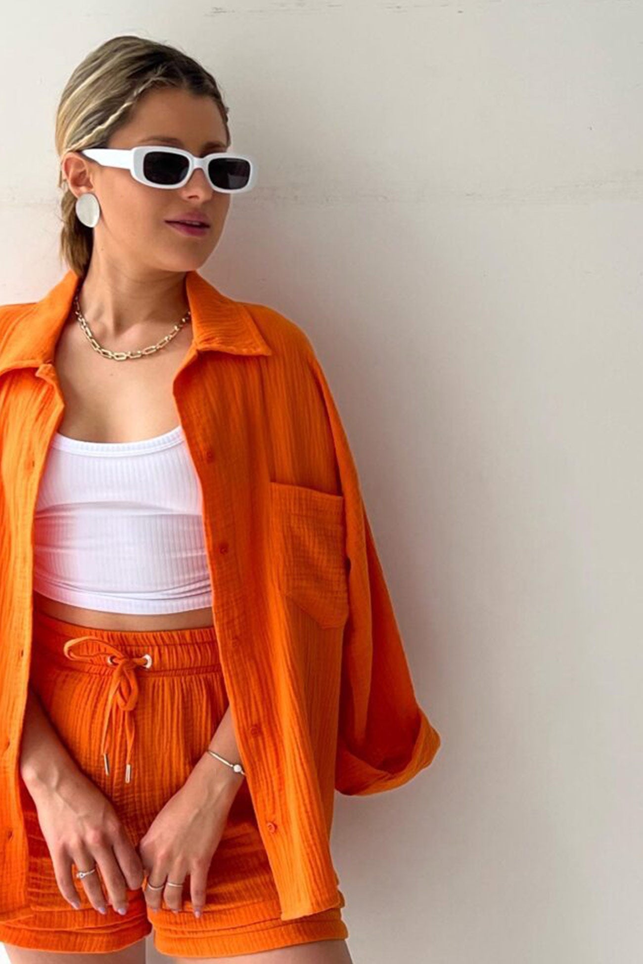 Joanna - Slank Langemouwen Shirt en Bijpassende Shorts