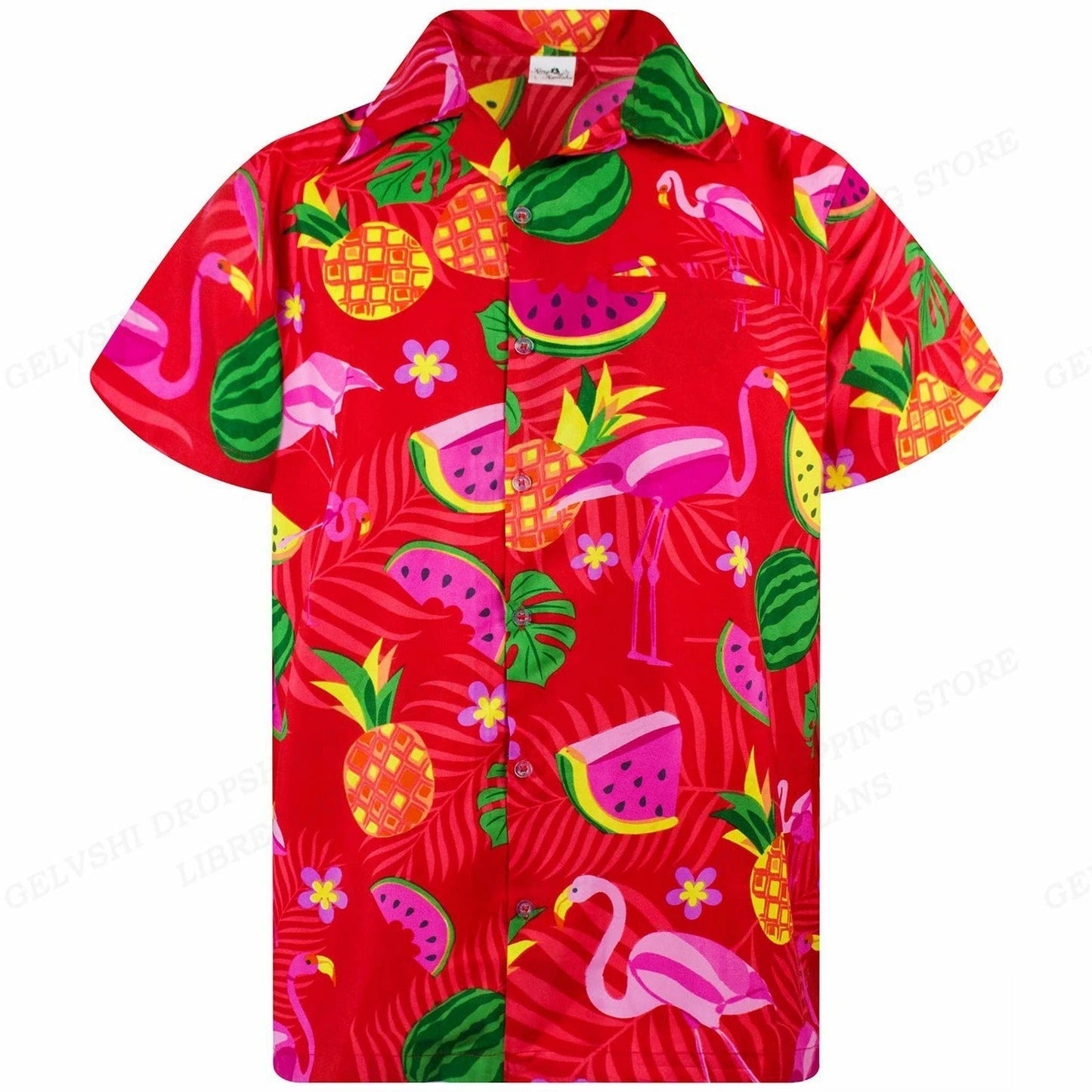 Thor | Hawaiiaans overhemd met 3D-flamingo voor heren