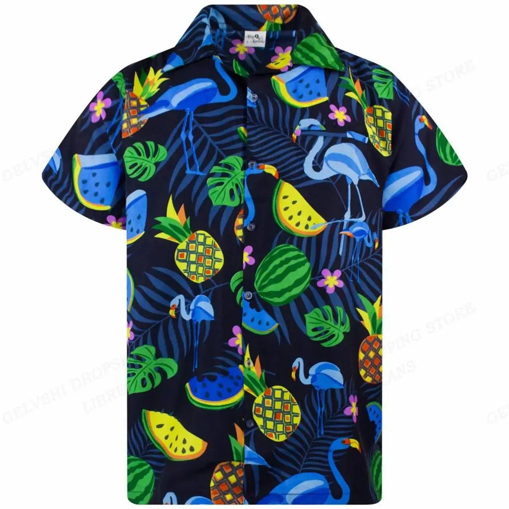 Thor | Hawaiiaans overhemd met 3D-flamingo voor heren