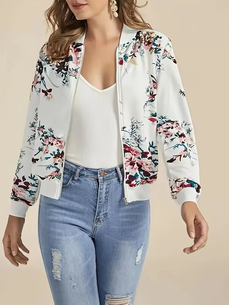Evi - Bloemenprint Zip Up Jas