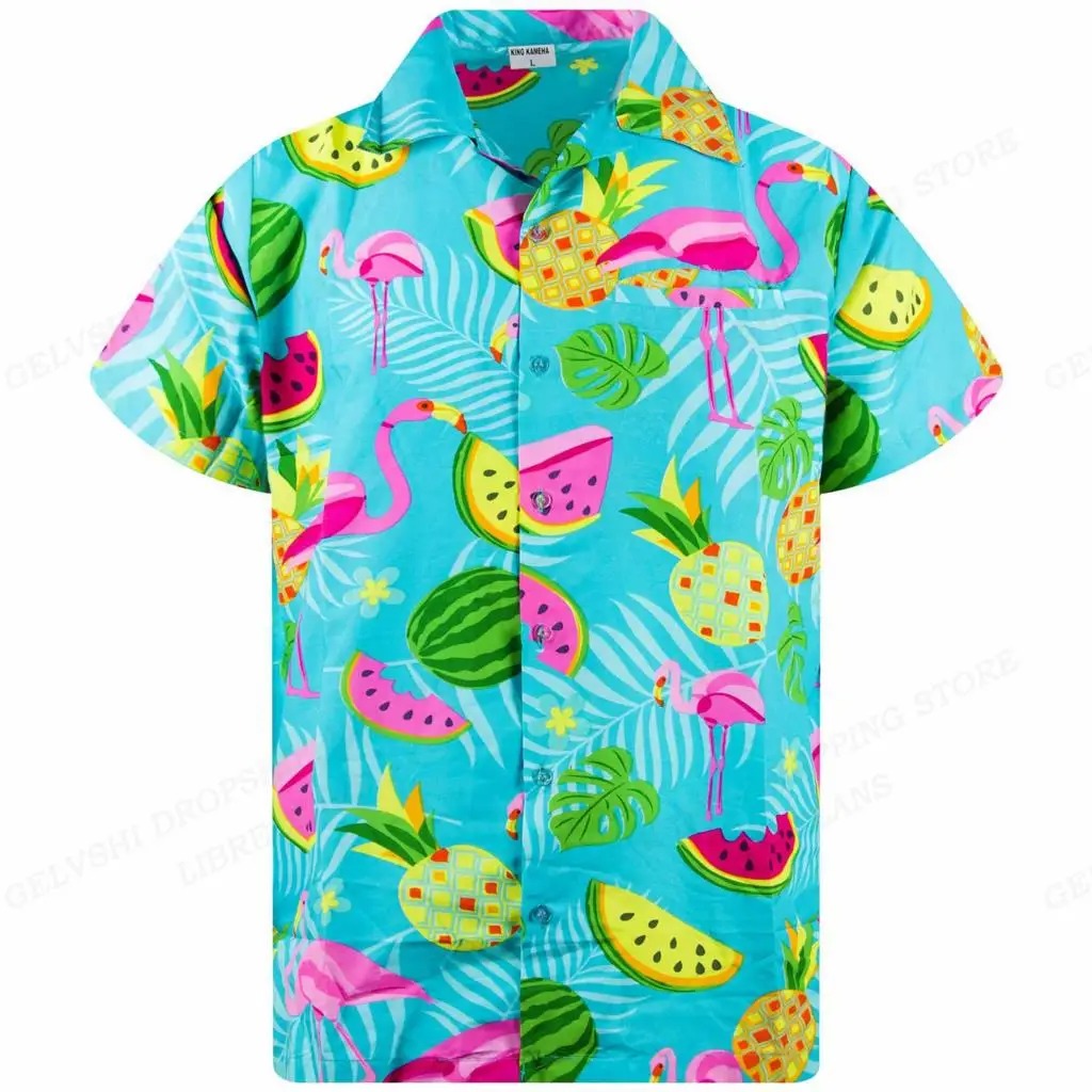 Thor | Hawaiiaans overhemd met 3D-flamingo voor heren