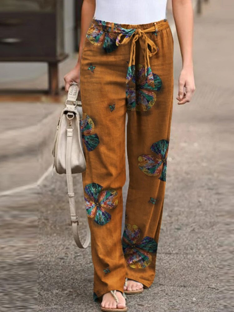 Adele - Stijlvolle Broek met Wijde Pijpen en Print voor Vrouwen
