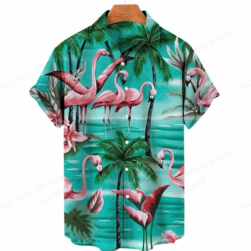 Thor | Hawaiiaans overhemd met 3D-flamingo voor heren