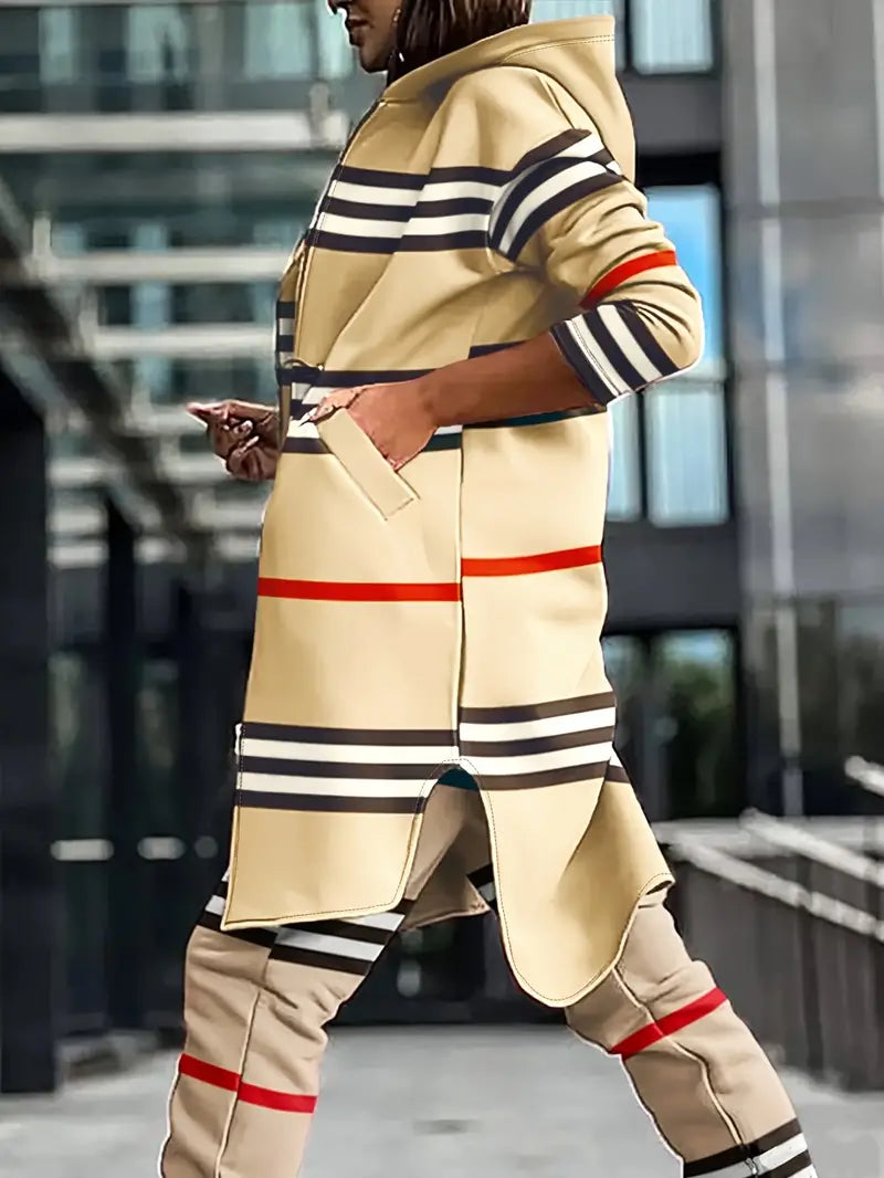 Yara - Streeppatroon Longline-Jas