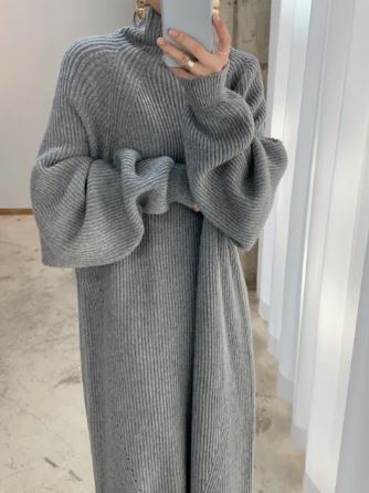 April - Chique Herfst Gebreide Vintage Maxi Jurk met Lange Mouwen voor Vrouwen