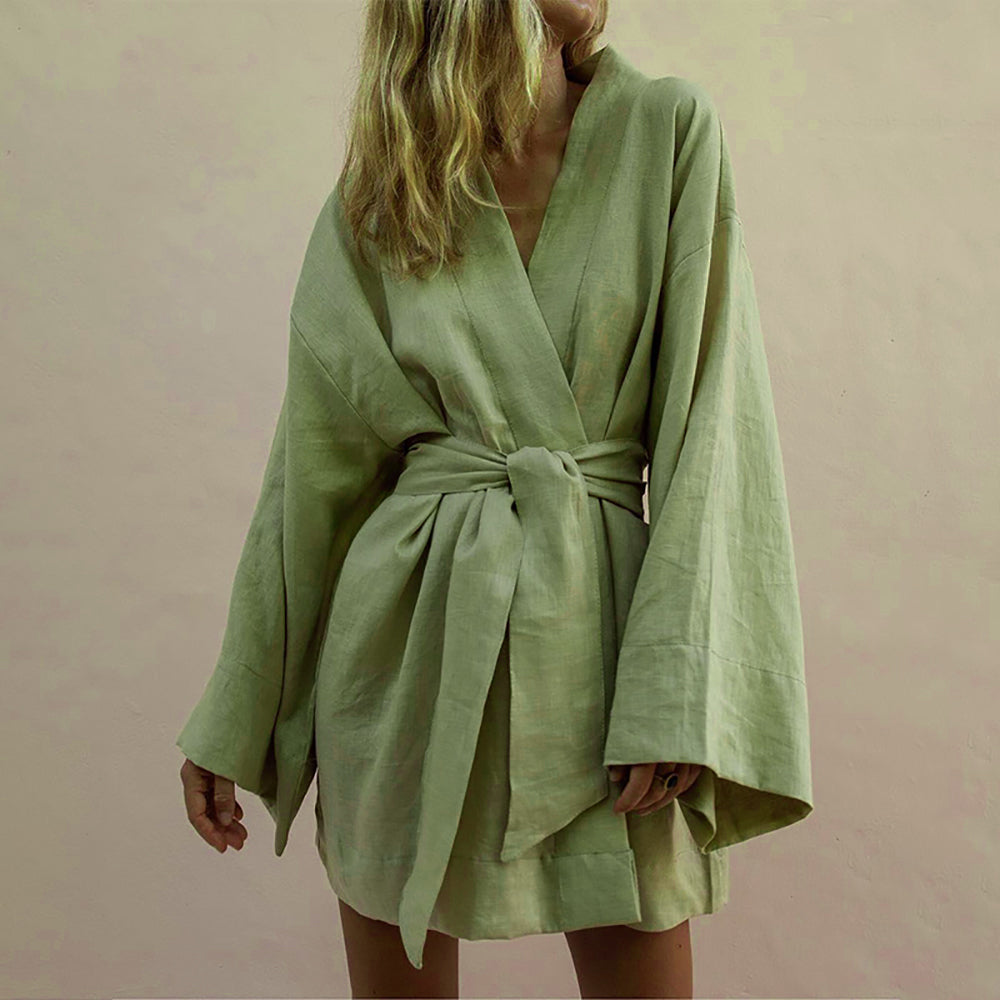 Freya - Elegante en Comfortabele Groene Kimono Jurk voor Vrouwen