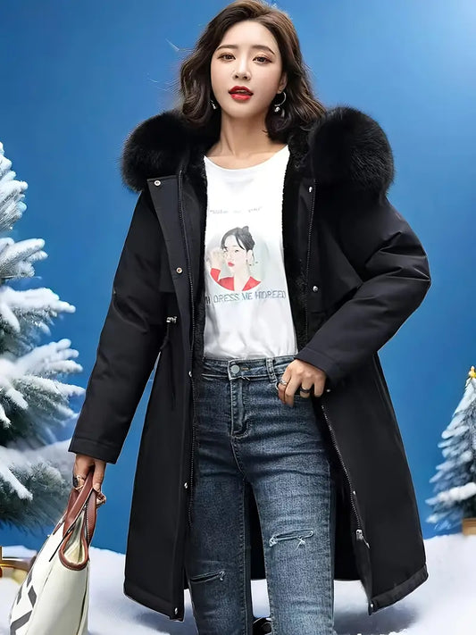 Jinte - Vrouwenmode Parka, Halflang, Effen Kleur