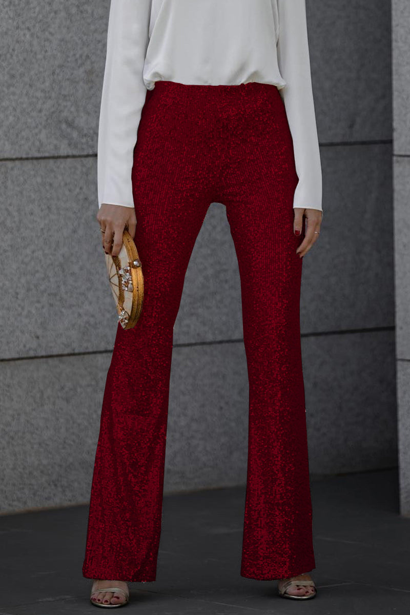 Ruthie - Chique Herfst Hoge Taille Pailletten Flared Broek voor Vrouwen