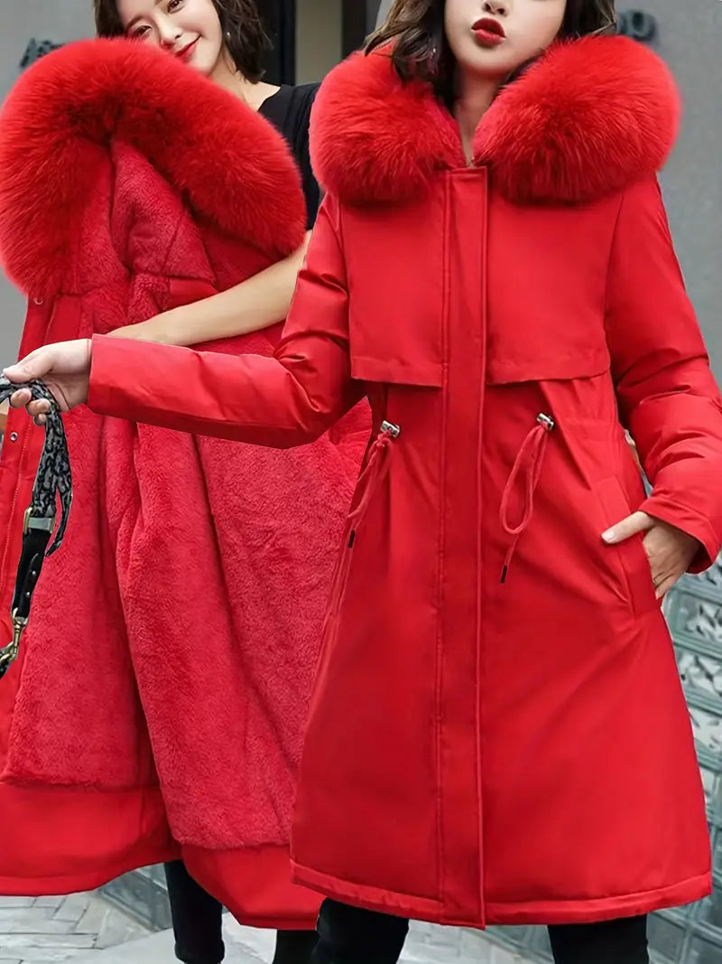 Jinte - Vrouwenmode Parka, Halflang, Effen Kleur