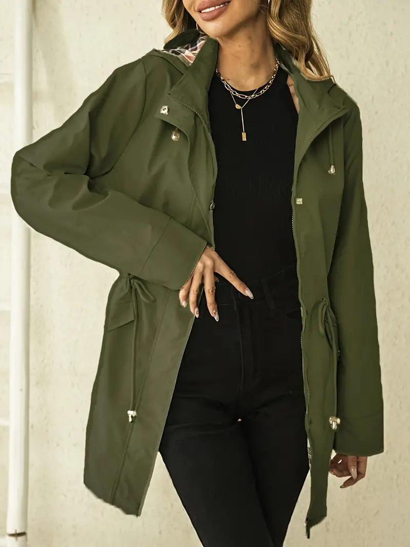Lieke - Dames Chique Solid Drawstring Hoodie Jacket