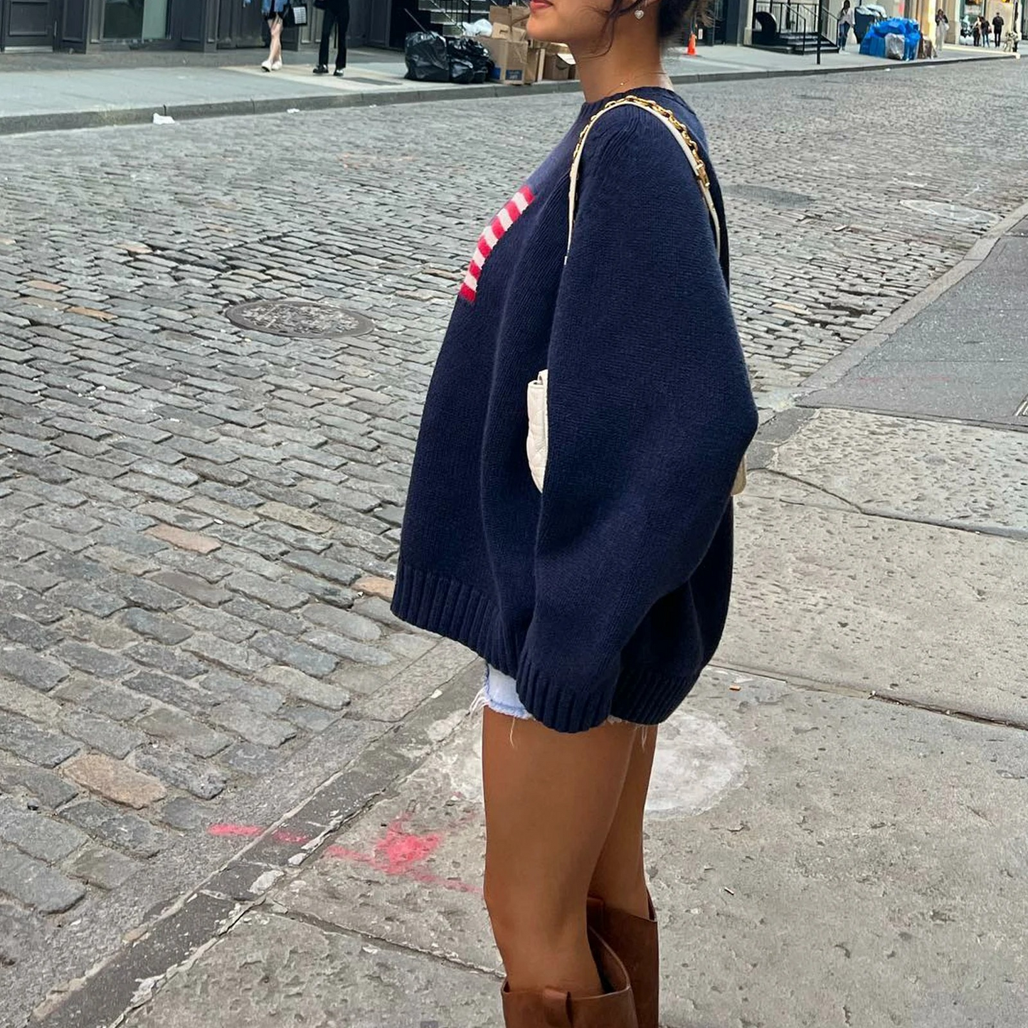 Hope - Streetwear Herfst Gebreide Trui met Amerikaanse Vlag voor Vrouwen