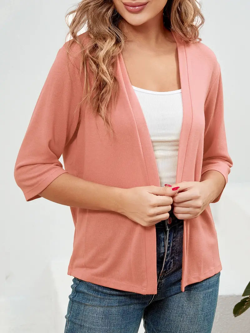 Benthe - Elegant Open Front Effen Gebreid Vest