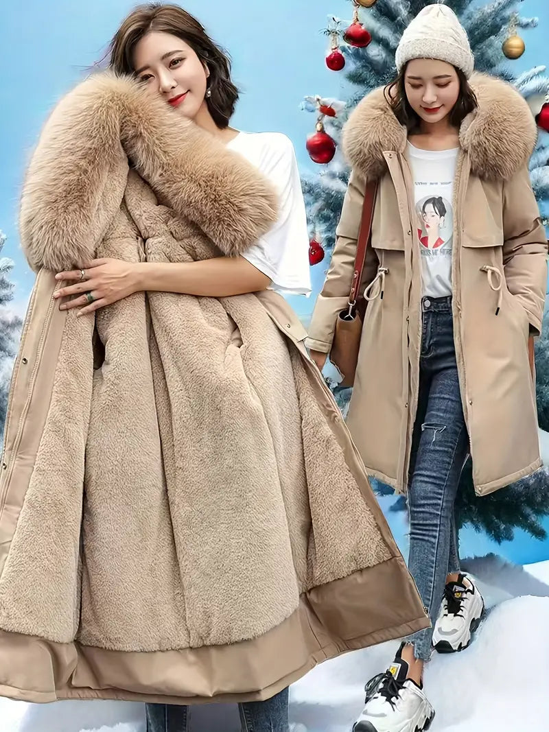 Jinte - Vrouwenmode Parka, Halflang, Effen Kleur