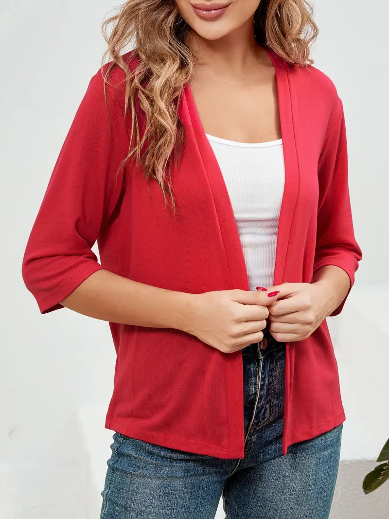 Benthe - Elegant Open Front Effen Gebreid Vest