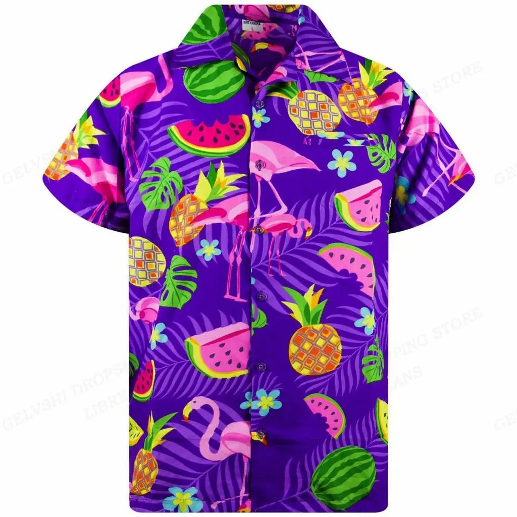 Thor | Hawaiiaans overhemd met 3D-flamingo voor heren