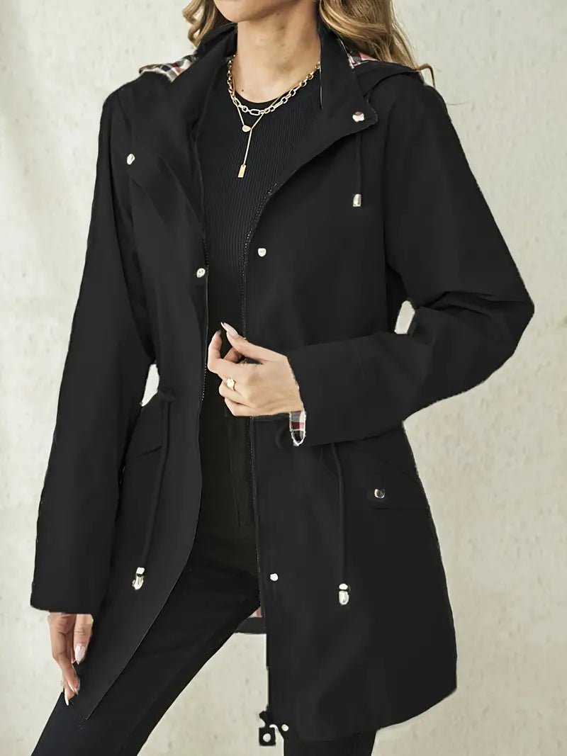 Lieke - Dames Chique Solid Drawstring Hoodie Jacket