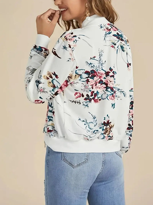 Evi - Bloemenprint Zip Up Jas