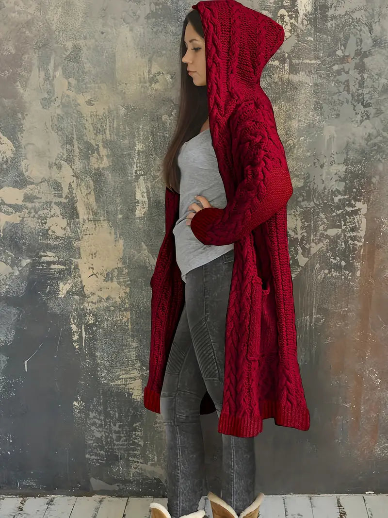 Ninthe - Grof Gebreid Vest Met Capuchon