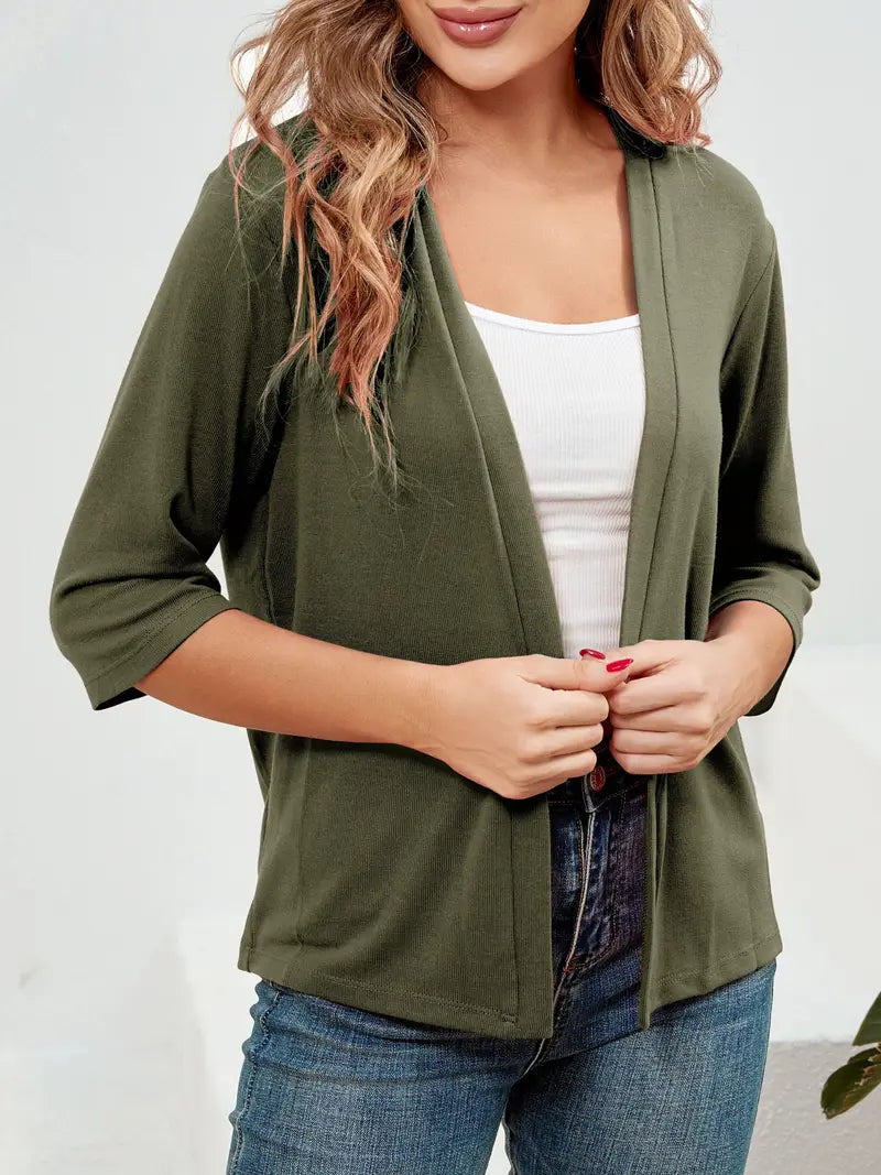 Benthe - Elegant Open Front Effen Gebreid Vest