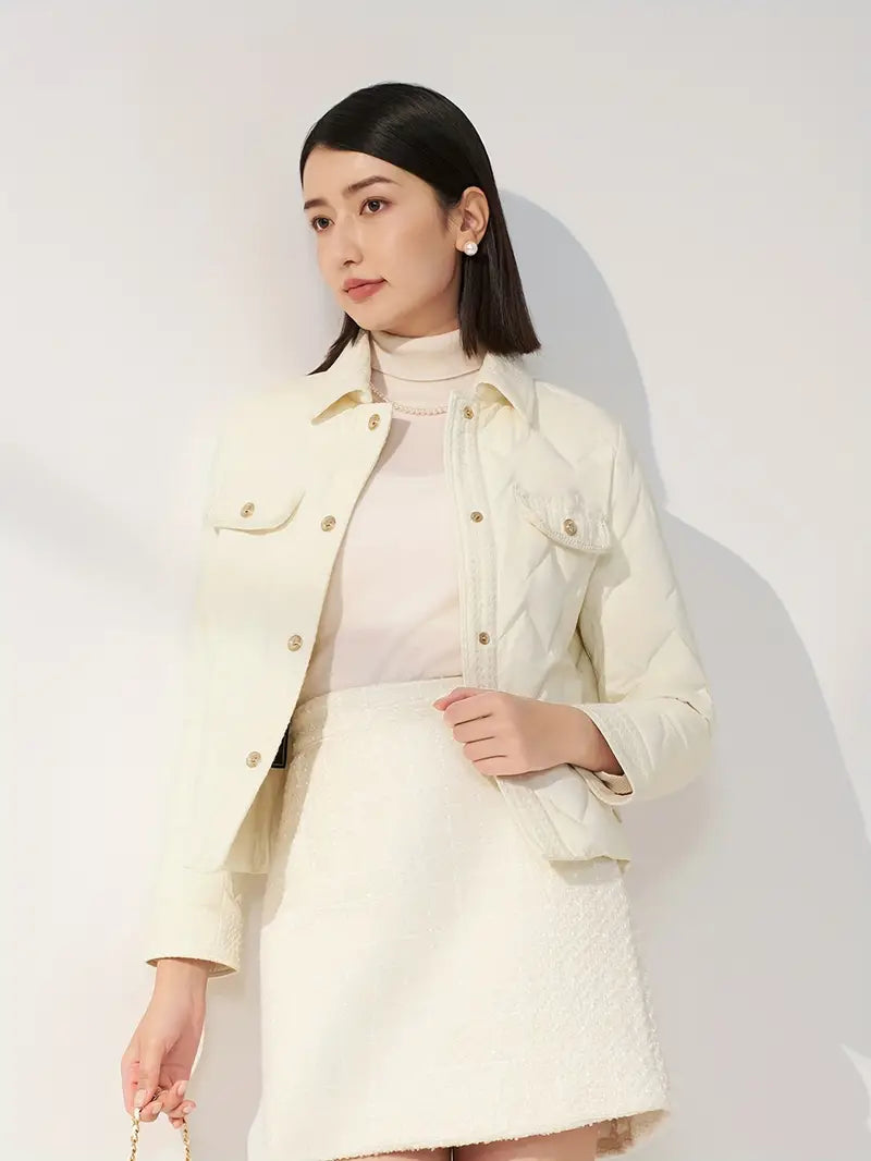 Lotte - Effen Kleur Jas Met Knoopsluiting