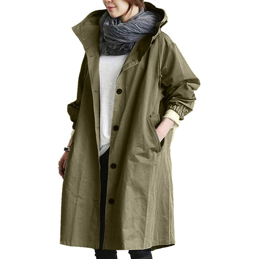 Nicolette - Lange waterdichte regenjas voor dames, perfect voor lente en zomer