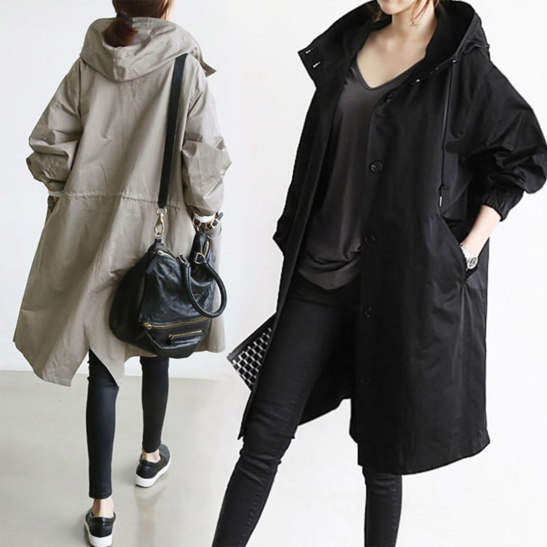 Nicolette - Lange waterdichte regenjas voor dames, perfect voor lente en zomer