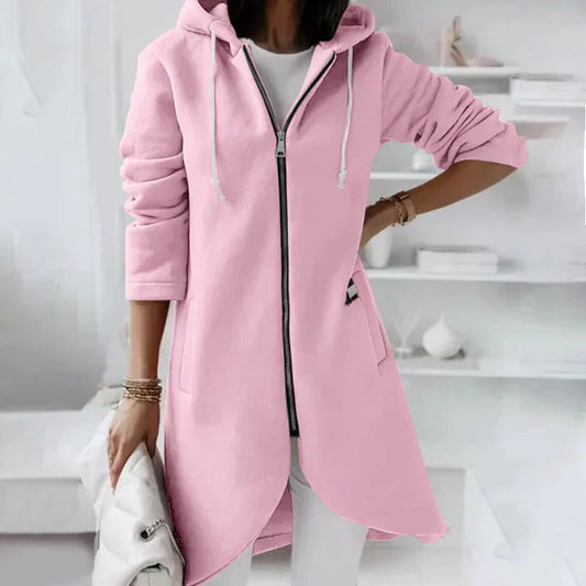 June - Casual Herfst Lange Hoodie met Rits voor Vrouwen