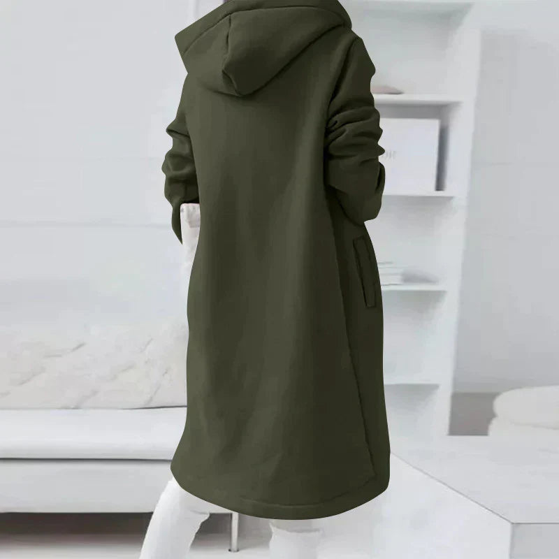 June - Casual Herfst Lange Hoodie met Rits voor Vrouwen