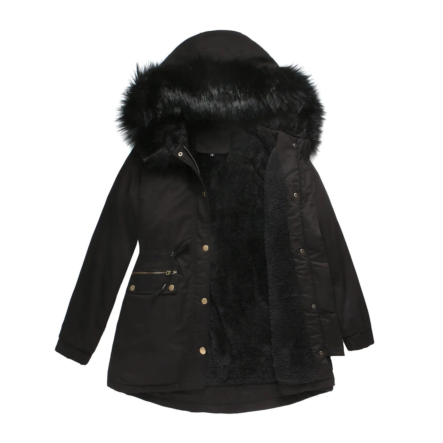 Camila | Luxe fluwelen parka voor dames, afgewerkt met bont