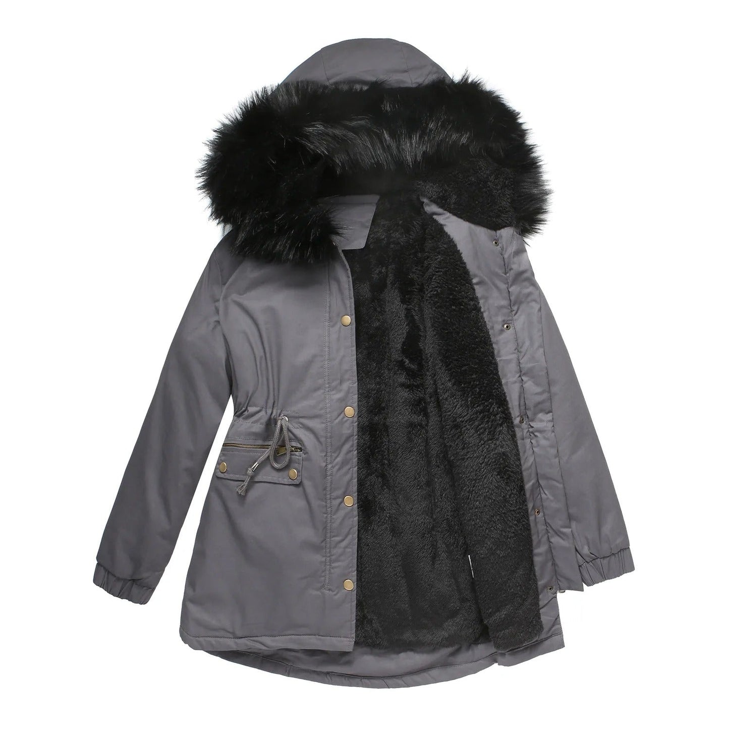 Camila | Luxe fluwelen parka voor dames, afgewerkt met bont