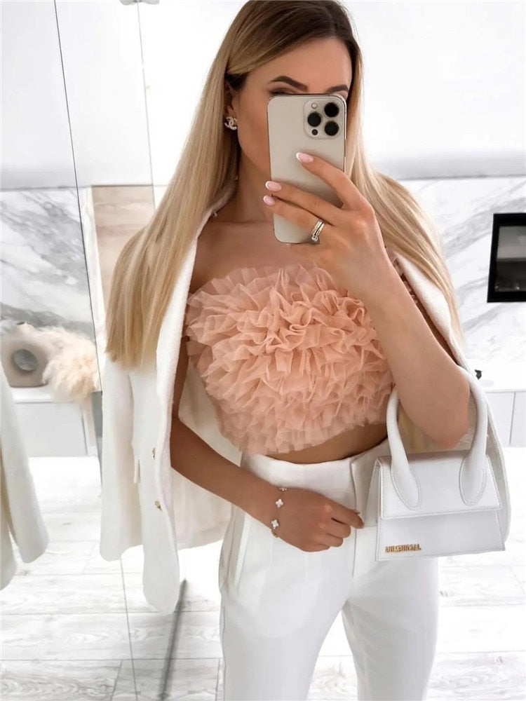 Dorothy - Stijlvolle Roze Strapless Top voor Dames