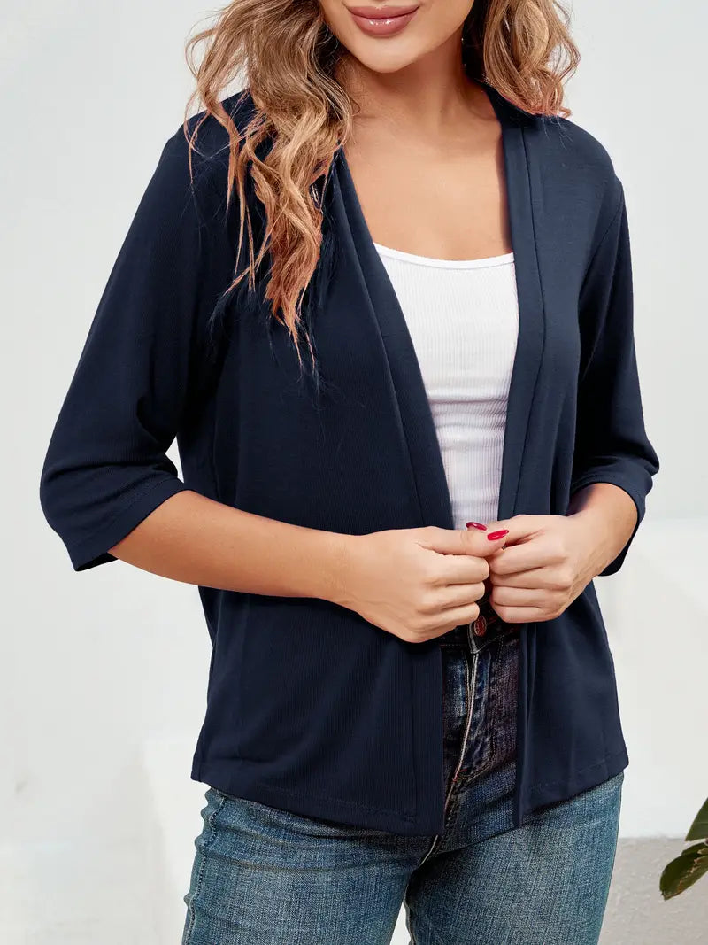 Benthe - Elegant Open Front Effen Gebreid Vest