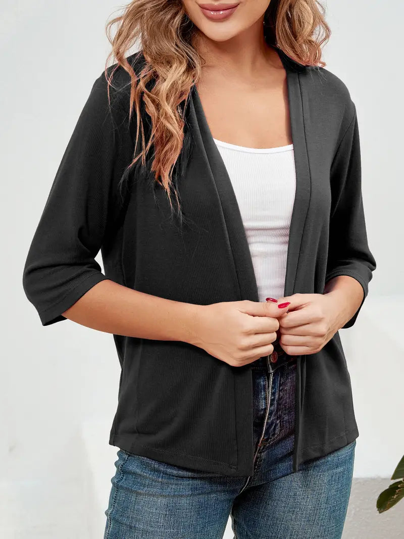 Benthe - Elegant Open Front Effen Gebreid Vest