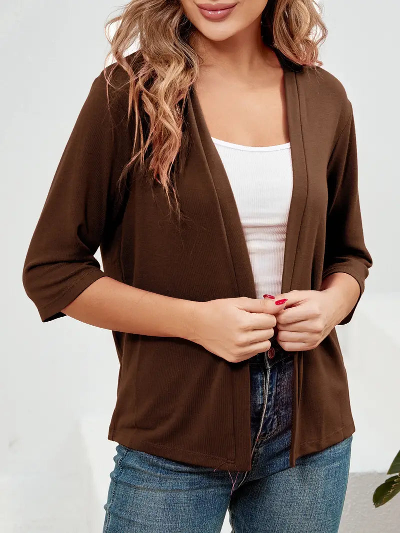 Benthe - Elegant Open Front Effen Gebreid Vest